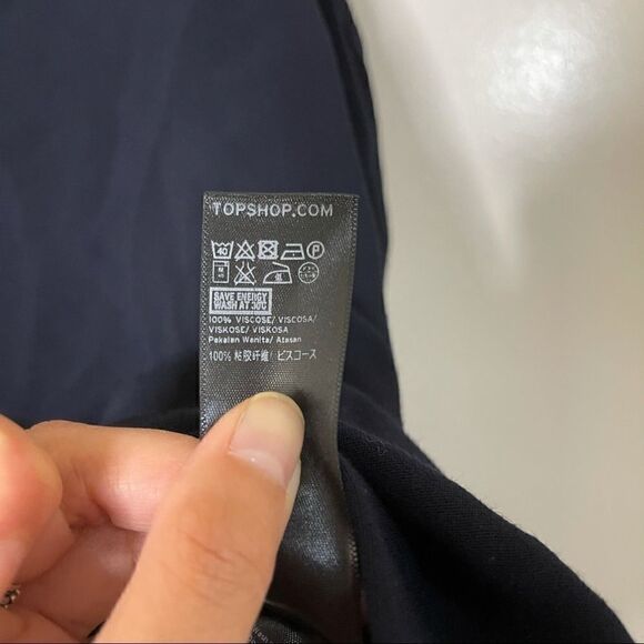 TOPSHOP navy cut out belted sleeve blouse top - Picture 6 of 7